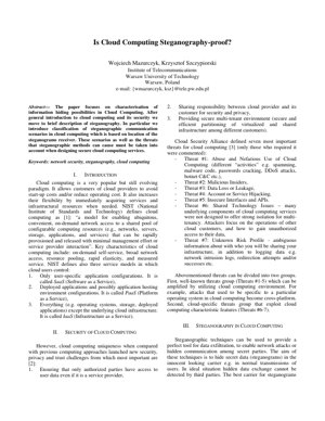Kifuniko cha Waraka PDF - Tishio la Steganografia katika Kompyuta Wingu: Uchambuzi na Athari za Usalama